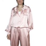 Set Πουκάμισο Cropped και Παντελόνι Σατινέ με Λάστιχο
