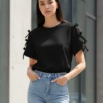 Τ-shirt με Φιόγκους-Μαύρο