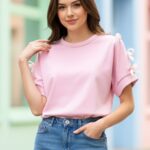 T-shirt με Φιόγκους - Ροζ